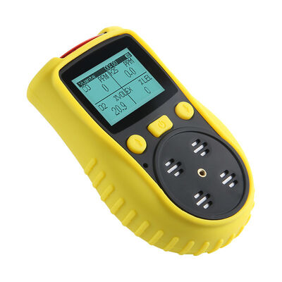 Portable 4-in-1 Multi-Gas Detector with High-Capacity Battery, Diffusion Operation, and Audible, Visual & Vibrating Alarms