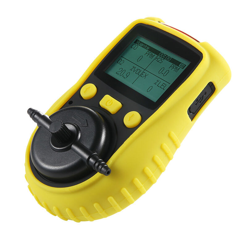 Portable 4-in-1 Multi-Gas Detector with High-Capacity Battery, Diffusion Operation, and Audible, Visual & Vibrating Alarms